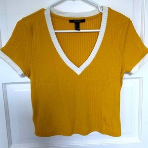 Mustard Cropped V-Neck